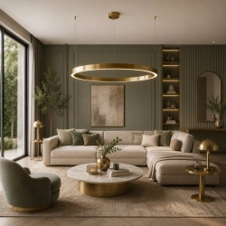Lampa wisząca CIRCLE 120 cm - LED, ring mosiądz szczotkowany - zdjęcie produktu