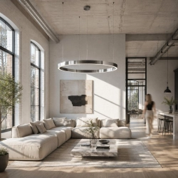 Lampa wisząca CIRCLE 120 cm - LED, ring nikiel szczotkowany - zdjęcie produktu