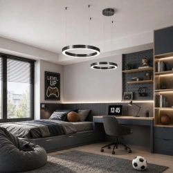 Lampa wisząca CIRCLE 2 40+60 cm - LED, ring tytan szczotkowany na 1 podsufitce - zdjęcie produktu