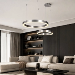 Lampa wisząca CIRCLE 2 40+60 cm - LED nikiel szczotkowany na 1 podsufitce - zdjęcie produktu