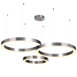 Lampa wisząca CIRCLE 3 60+60+80 cm - LED, nikiel szczotkowany na 1 podsufitce - zdjęcie produktu