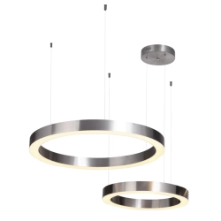 Lampa wisząca CIRCLE 2 60+80 cm - LED, ring nikiel szczotkowany na 1 podsufitce - zdjęcie produktu