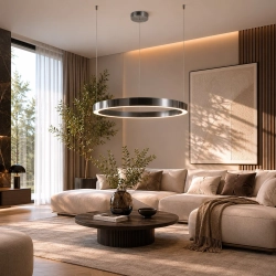Lampa wisząca CIRCLE 80 cm - LED, ring tytan szczotkowany - zdjęcie produktu