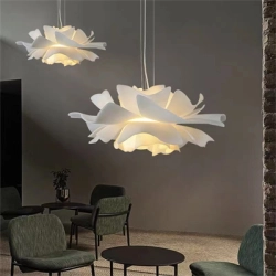 Lampa wisząca PEONY biała 50 cm - nowoczesna lampa sufitowa do salonu - zdjęcie produktu