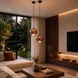 Lampa wisząca MIRROR GLOW - M miedziana 30 cm - zdjęcie produktu