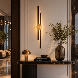 Lampa ścienna CENTRO 92 cm - LED, czarno mosiężny - zdjęcie produktu