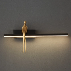 Lampa ścienna AMICI 31 cm LED czarno złota, mosiądz - zdjęcie produktu