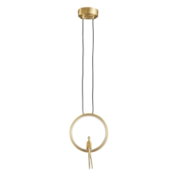 Lampa wisząca AMICI 27 cm - LED, mosiądz, złoty ring z dekoracyjną figurką - zdjęcie produktu