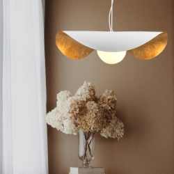 Lampa wisząca ENZO 40 cm - biało złota - zdjęcie produktu