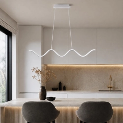 Lampa wisząca ZIGZAG 90 cm - LED, biała, falista listwa - zdjęcie produktu