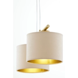Lampa wisząca z abażurami welur ARIEL 2 złoty szczotkowany beż 41682 Sigma - zdjęcie 2