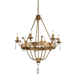 Żyrandol Windsor – 6 źródeł światła – Złota patyna WINDSOR6-GOLD Elstead Lighting