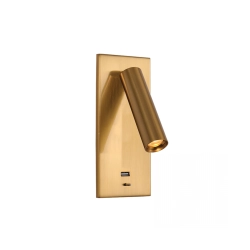 H67 HOTEL LED RECESSED LAMP 3W 3000K ALUMINUM - METAL WITH USB BRUSHED BRASS Zambelis Lights