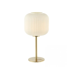 20252 TABLE LAMP E27 MAX 25W GOLD MATT METAL - OPAL GLASS ON/OFF SWITCH Zambelis Lights