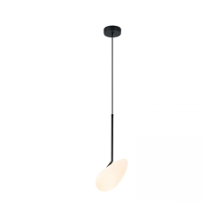 20254 LED PENDANT LIGHT 5W 3000K MATT OPAL WHITE GLASS & BLACK METAL Zambelis Lights