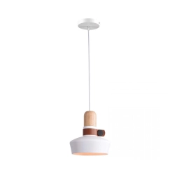 1992 PENDANT LIGHT 1XE27 WHITE WOOD LEATHER Zambelis Lights