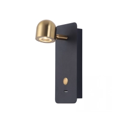 23038 HOTEL SCONCE LED LIGHT 2.5W 3000K METAL - ALUMINIUM BLACK - BRASS Zambelis Lights