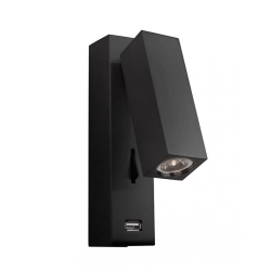 H35 HOTEL SCONCE LED 3W BLACK MATT - USB Zambelis Lights