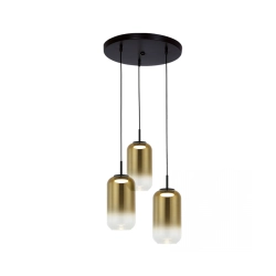 23231 PENDANT LED LIGHT 3X12W 3000K GLASS BLACK-GOLD Zambelis Lights