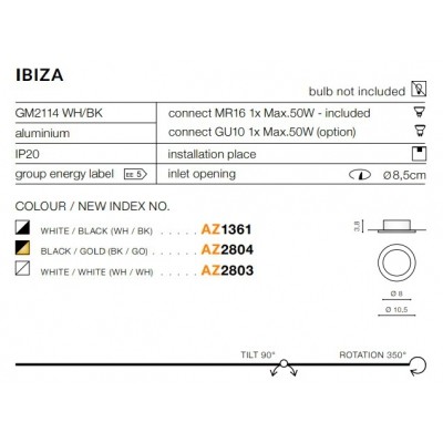 Oprawa stropowa Ibiza (white/white) AZ2803 AZZARDO