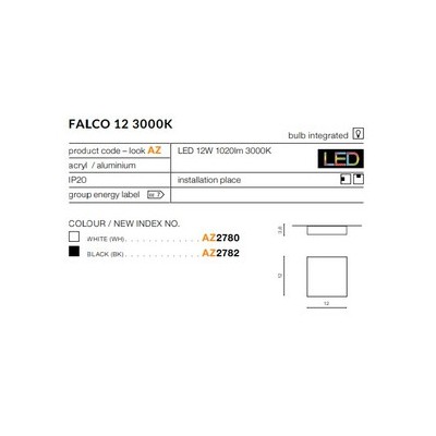 Plafon Falco 12 3000K (black) AZ2782 AZZARDO