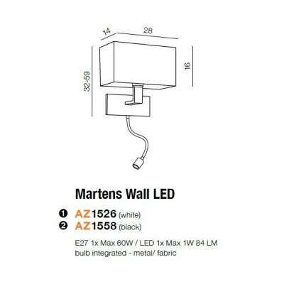 Kinkiet MARTENS WALL LED WHITE AZ1526 AZZARDO