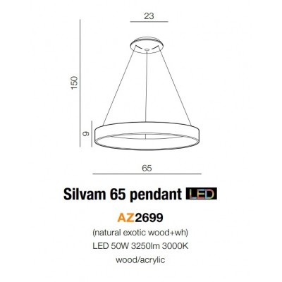 Lampa wisząca SILVAM 65 penddant AZ2699 LED 50W 3000K AZZARDO
