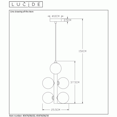 TYCHO - Pendant light - Ø 25,5 cm - G9 - Satin Brass 45474/06/02 Lucide