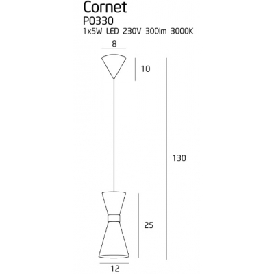 kinkiecik Cornet lampa wisząca 1 LED P0330 MaxLight
