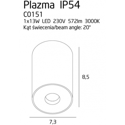 Plazma plafon czarny IP54 C0151 MaxLight