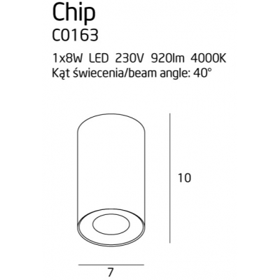 Chip C0163 Plafon czarny 920LM MaxLight