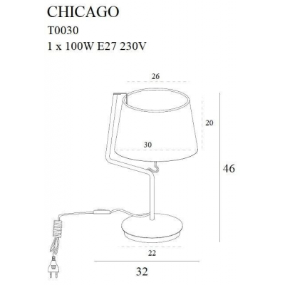 Lampa stołowa CHICAGO T0030 chrom MAXlight