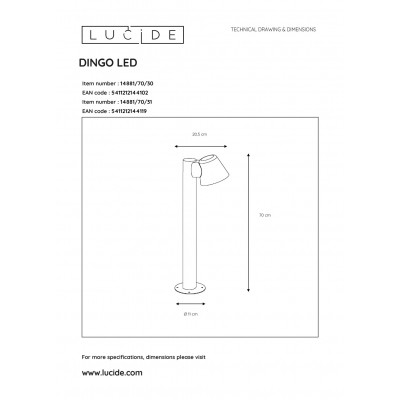 kinkiecik.pl Lampa stojąca DINGO LED GU10 1x5W 3000K IP44 Anthracite 14881/70/30 Lucide