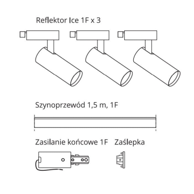 kinkiecik.pl Zestaw szynowy 3pł Ice SET 1F czarny 1,5m LP-732 3W BK SET Light Prestige