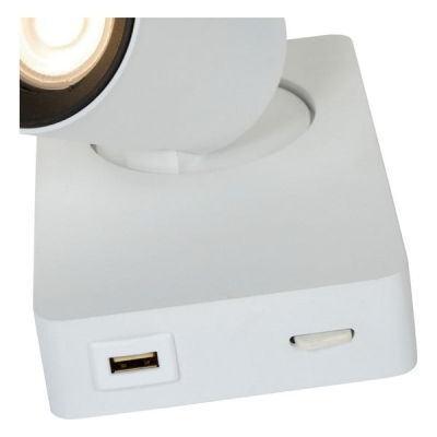 Kinkiet NIGEL LED GU10 1x5W 3000K With USB charging point White 09929/06/31 Lucide