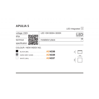 kinkiecik.pl Apulia S (white) LED 10W 800lm 3000K IP54 METAL ACRYL AZ4337 AZZARDO
