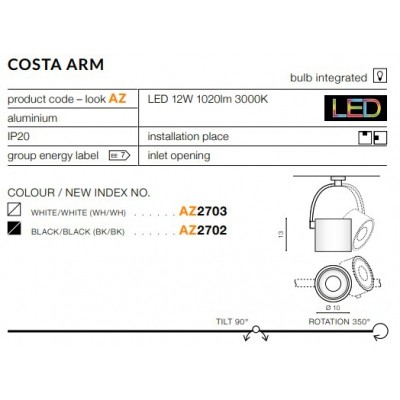 Reflektor Costa Arm (white/white) AZ2703 AZZARDO