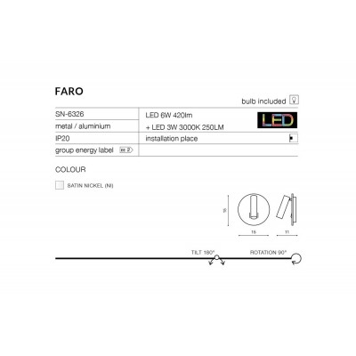 Kinkiet Faro (satin nickel) AZ2552 AZZARDO