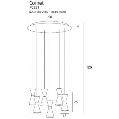 kinkiecik Cornet lampa wisząca 6 LED P0331 MaxLight