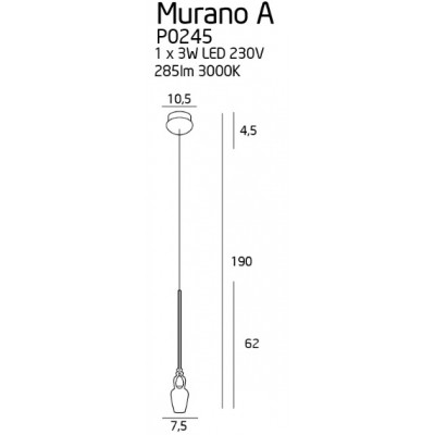 kinkiecik Murano A lampa wisząca P0245 MaxLight