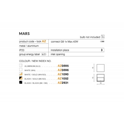 Kinkiet MARS AZ1052 Black/Gold AZZARDO