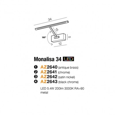 Kinkiet MONALISA 34 AZ2643 LED5,4W 3000K AZZARDO