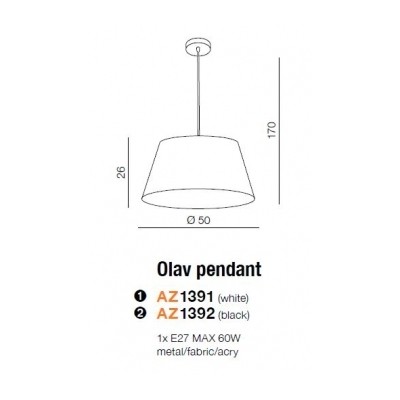 Lampa wisząca Olav pendant (white) AZ1391 AZZARDO