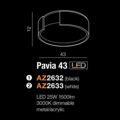 Plafon Pavia 43 (black) AZ2632 LED 25W 3000K AZZARDO