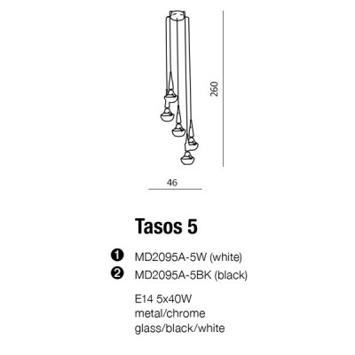 Lampa wisząca TASOS 5 AZ0261 AZZARDO