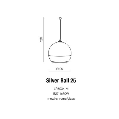 Lampa wisząca Silver Ball 25 AZ0733 AZZARDO