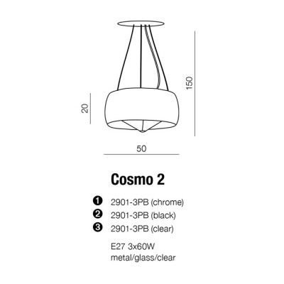 Lampa wisząca Cosmo 2 AZ0844 Chrome AZZARDO