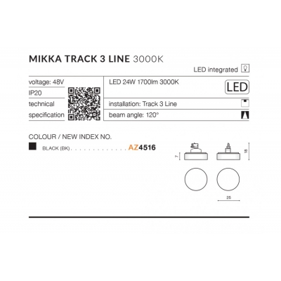 kinkiecik.pl Mikka Track 3Line (black) AZ4516 LED 24W 1700lm 3000K METAL ACRYL AZZARDO