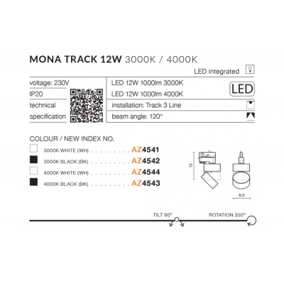 kinkiecik.pl Mona Track 3Line 12W 4000K (white) AZ4544 AZZARDO