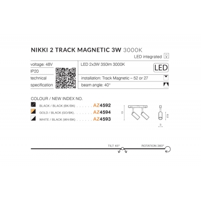 kinkiecik.pl Nikki 2 Track Magnetic (white/black) AZ4593 AZZARDO